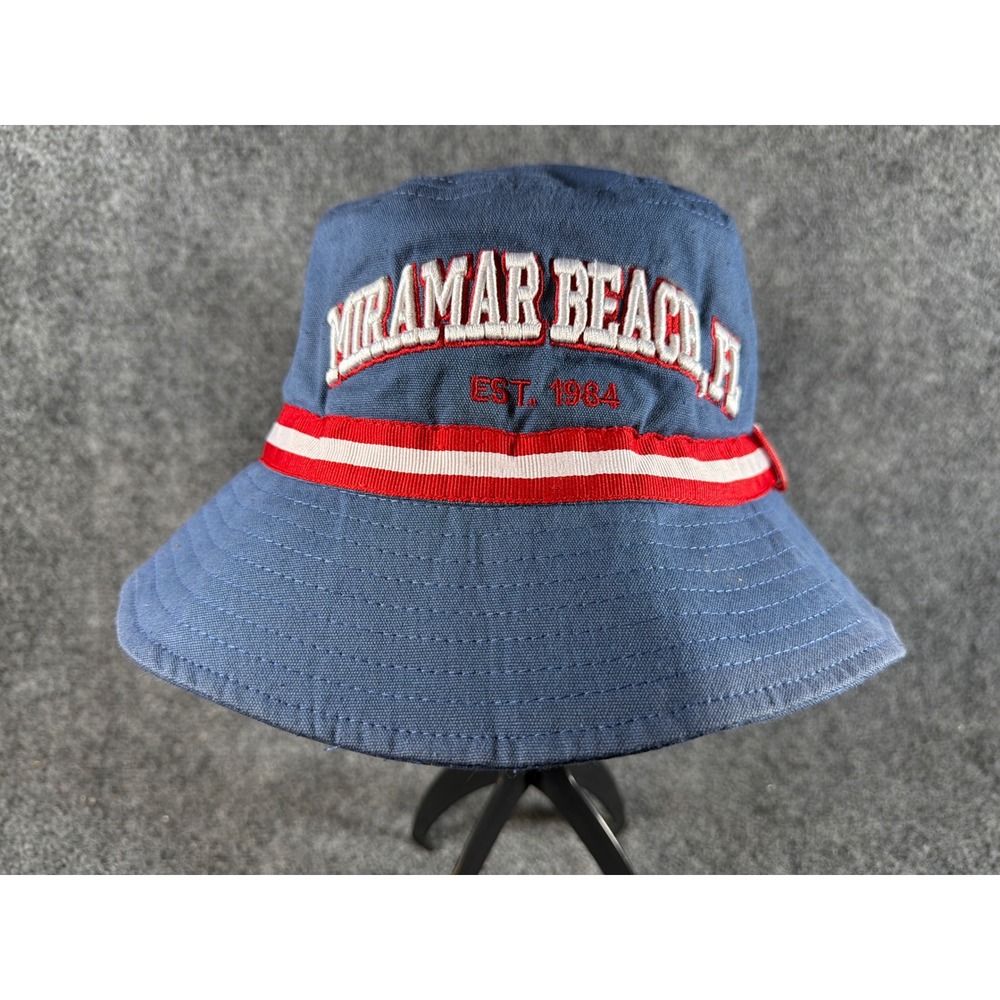 Alvin's Island Miramar Beach FL Bucket Hat Blue Red White Souvenir Size S/M